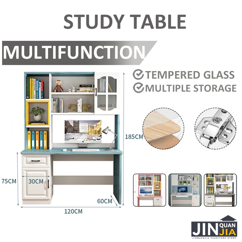【New product】JINQUANJIA Study Desk 2 In One Study Table With Bookshelf ...