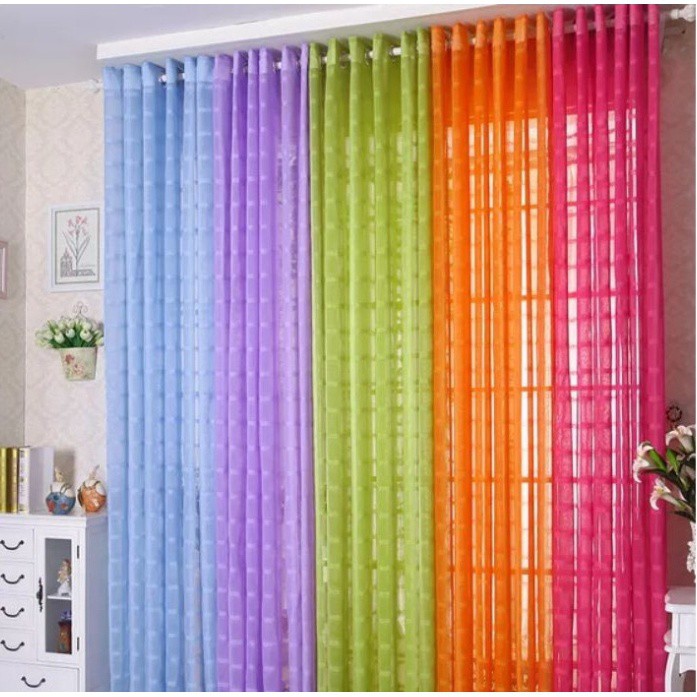 8 Rings See Through Lace Curtains for Window S0066 (140cm*215cm