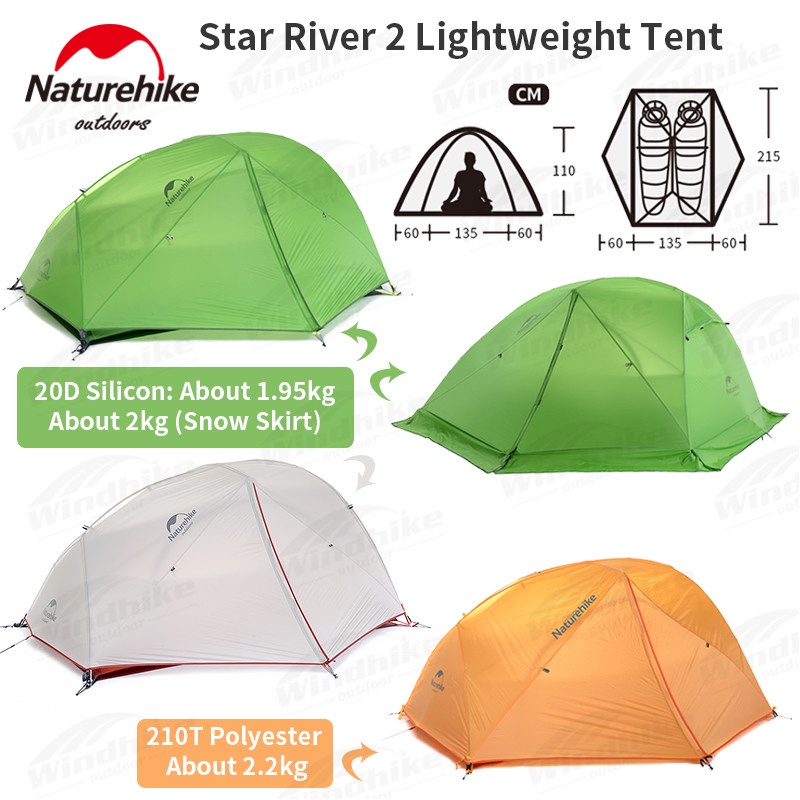 Naturehike Star River 2 Persons Tent 4 Seasons Ultralight Camping Tent ...