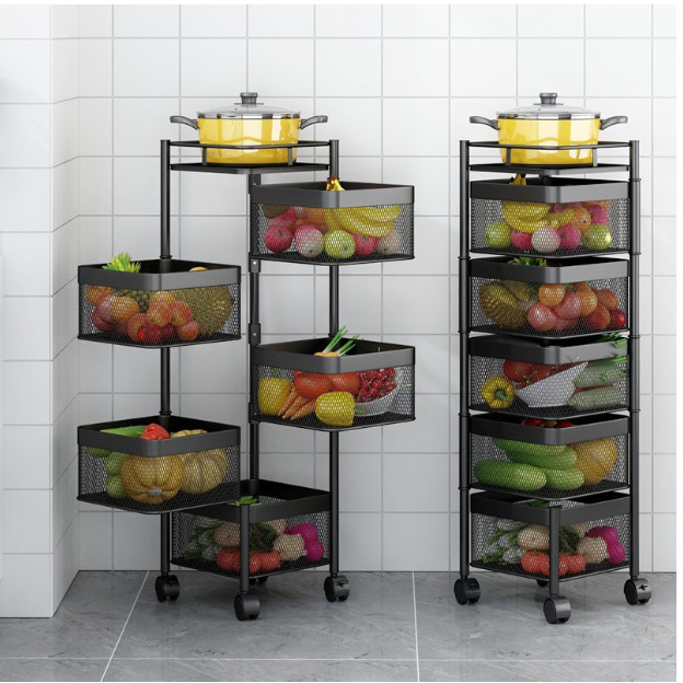 Kitchen Vegetable Rotating Rack Living Room Storage Shelf Corner Rack ...