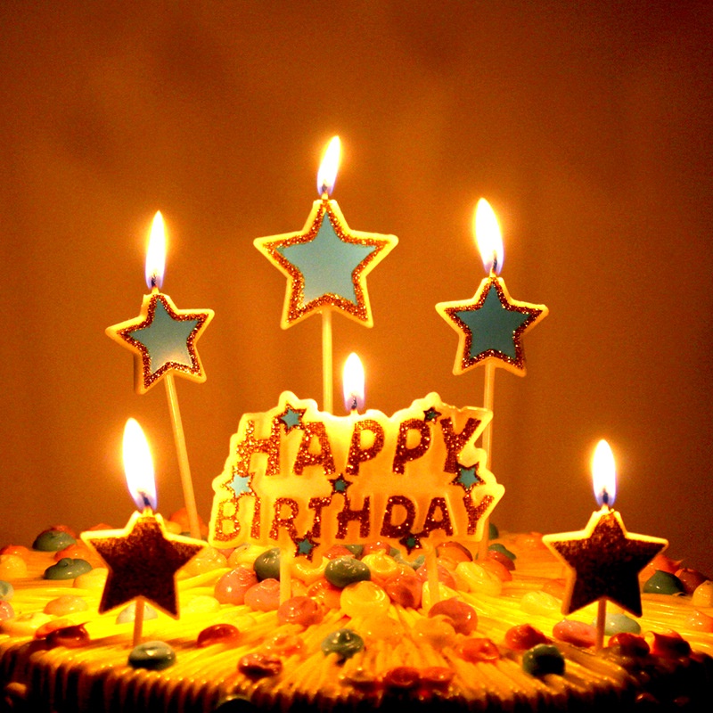 HCparty Happy birthday cake candles fivepointed star birthday letters