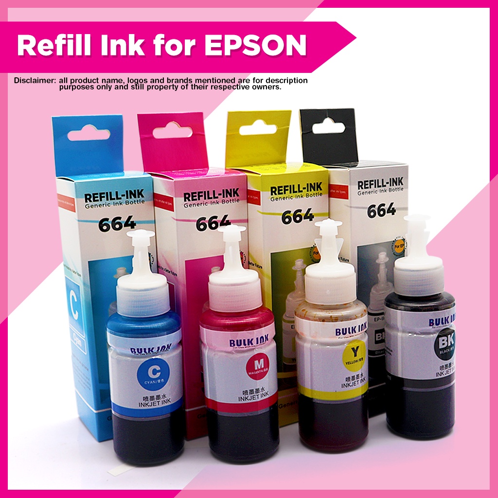 Ep Refill 664 Ink For Printer L120 L360 L310 L130 L210 L220 L355 L358 70ml Dye Cpm Shopee 2190