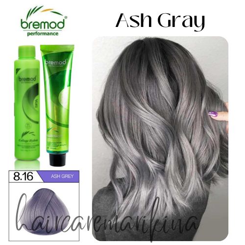 8.16 ASH GREY Bremod Hair Color - With Oxidizer Set | Shopee