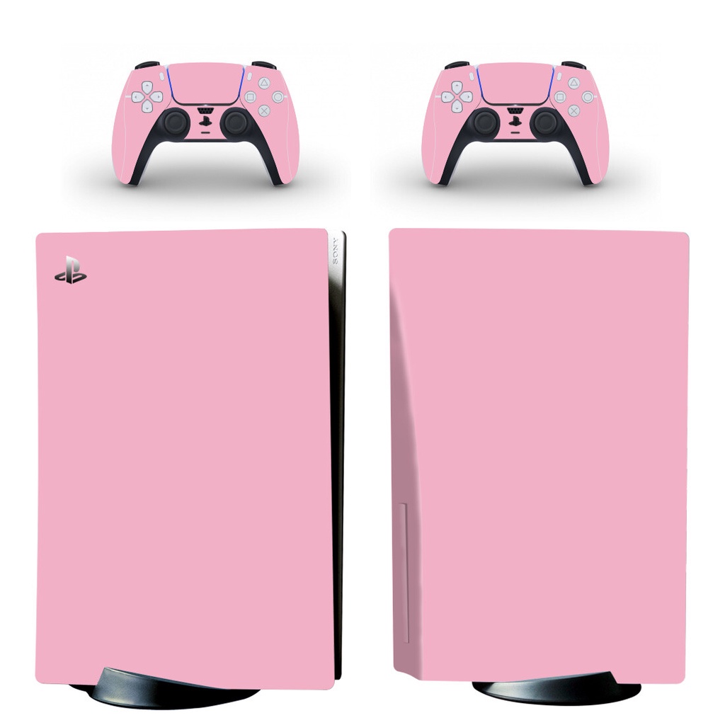 Pure Pink Color Ps5 Disc Skin Sticker Protector Decal Cover For Playstation 5 Console Controller