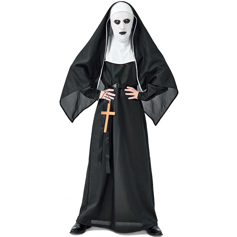 Adult Unisex Deluxe Scary The Nun Movie Costume for Men Women with Mask ...