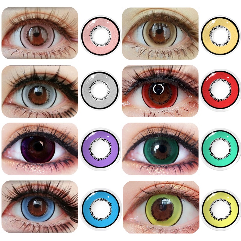 (-1.00 to -6.00) 2pcs/1pair Cosplay Colored Contact Lenses Eyemakeup ...