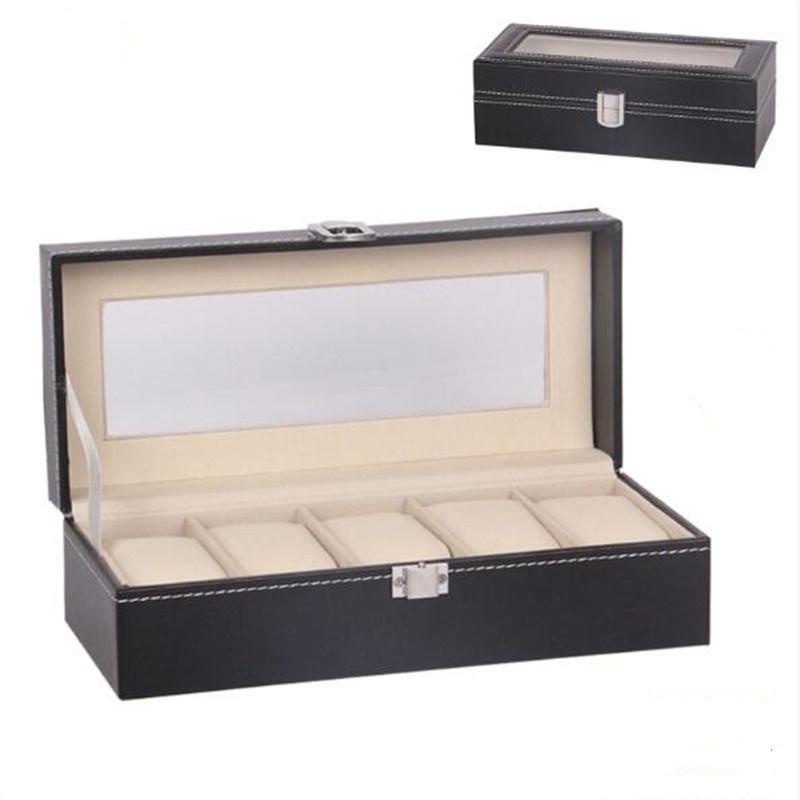 Shania 6 Grids Slot Leather Watch Box Display Case Organizer Glass ...