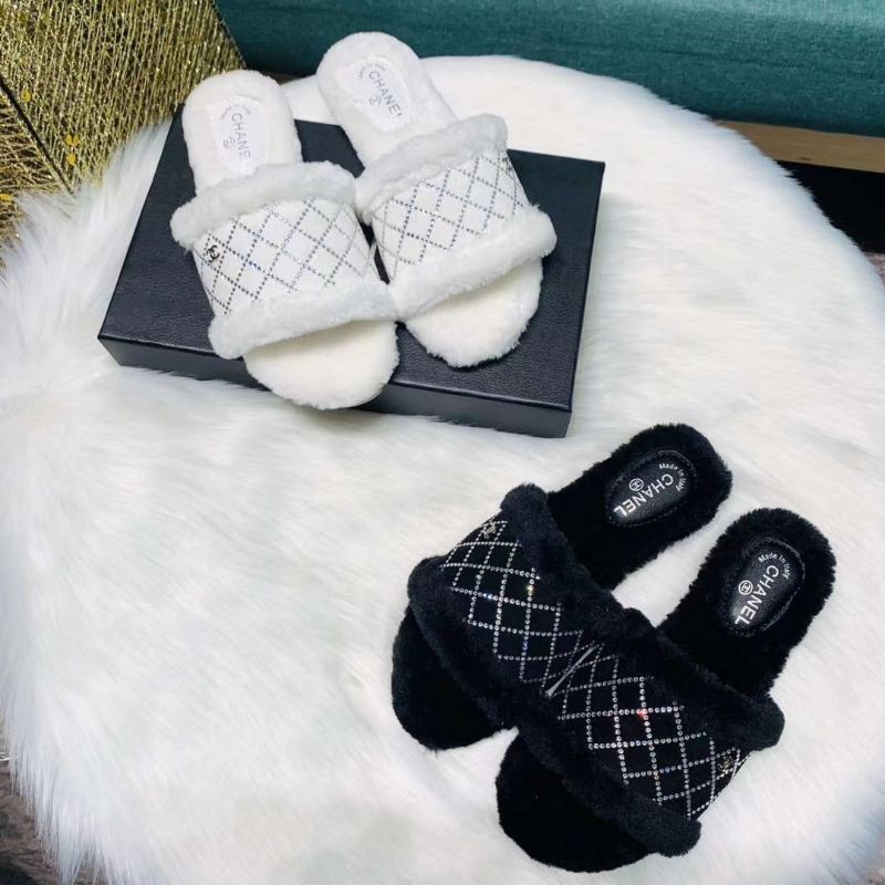 CHANEL Chanel Small Fragrant mao tuo Slippers Flat Bottomed Fur