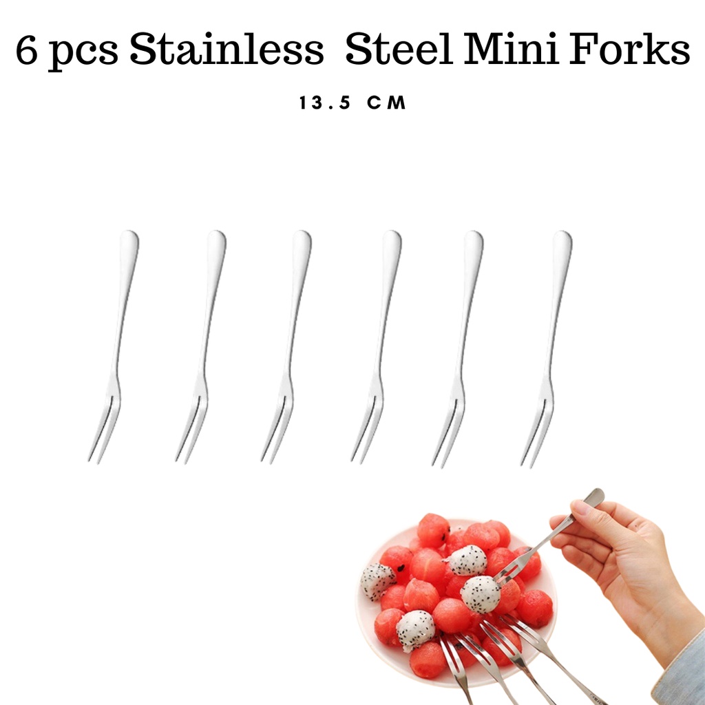 6pc Stainless Steel Mini Forks Dessert Fruits Cheese Charcuterie Tools ...
