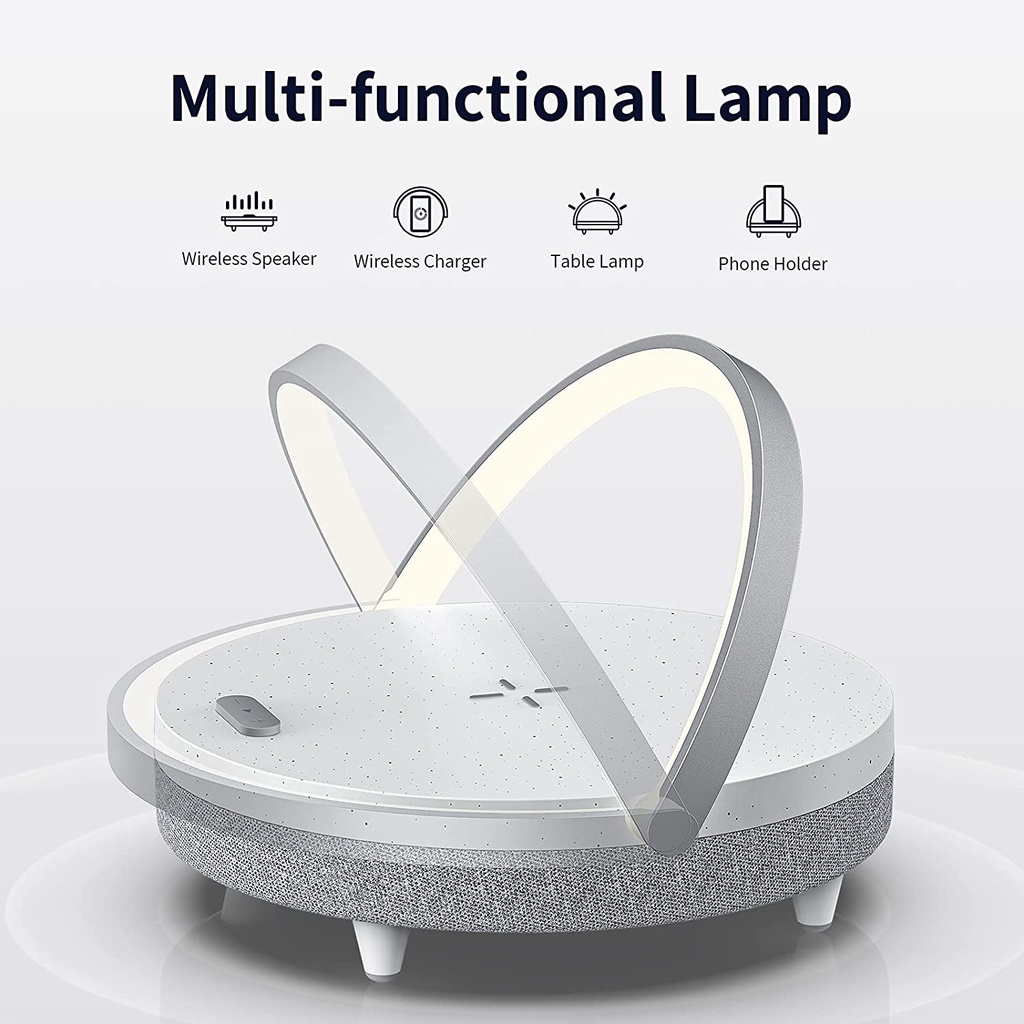 LED Night Light, EZVALO Music Bedside Lamp with Wireless Charger