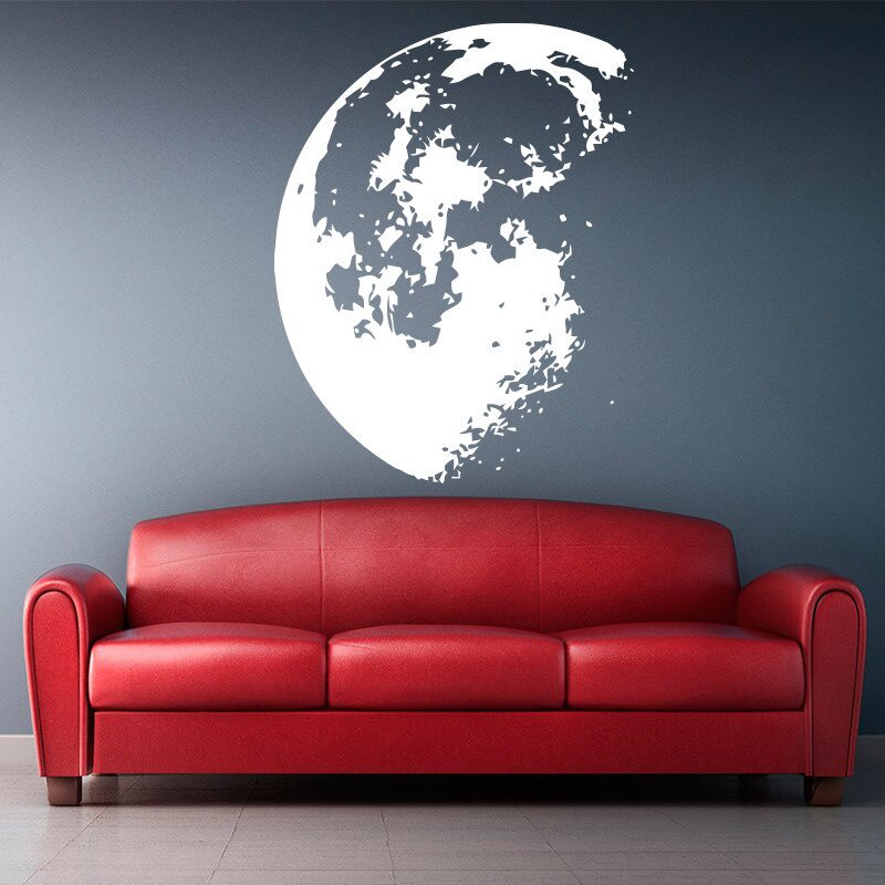 Outer Space Moon Wall Sticker Home Decor Modern Vinyl Wall Decals ...