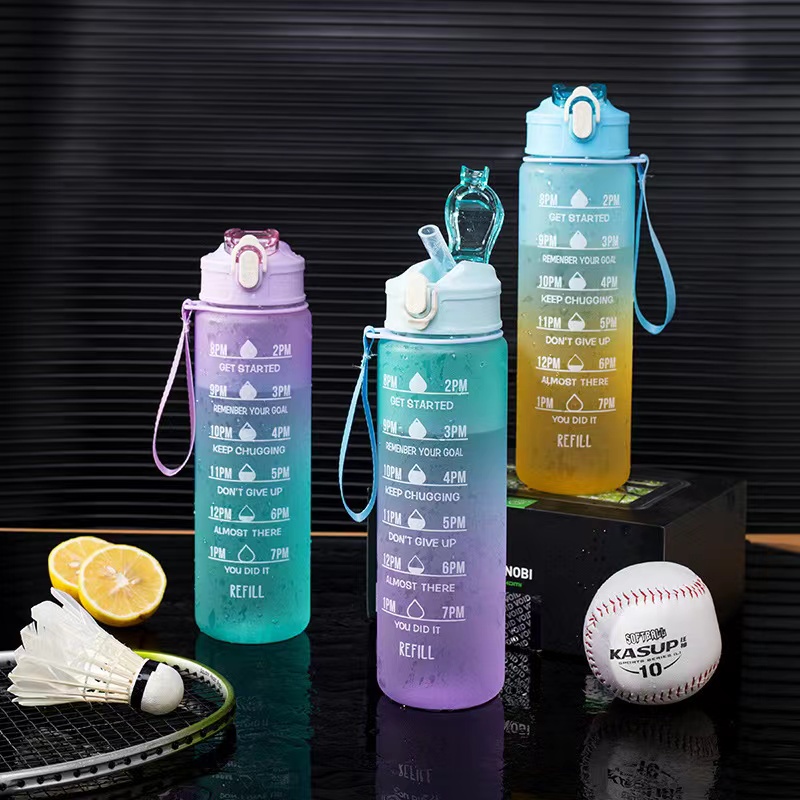 1Liter Water Bottles 1L Jumbo Pastel Sports Tumbler Bottle Time