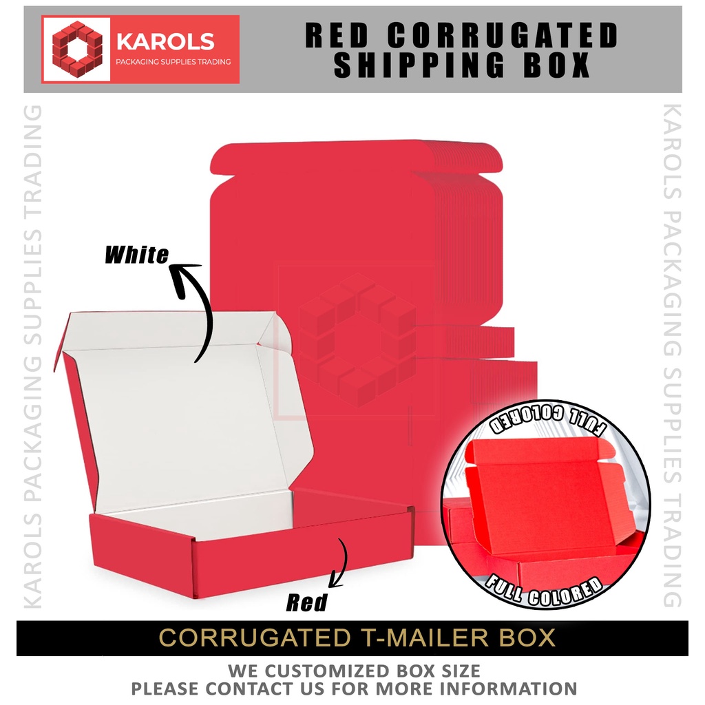 1PC RED COLORED Corrugated Mailer Box Cardboard Gift Wrapping Box