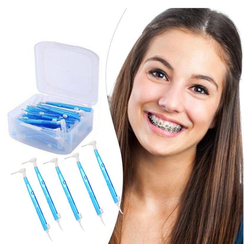 COD35cs/box Orthodontic toothbrush interdental brush flossicks Sikat