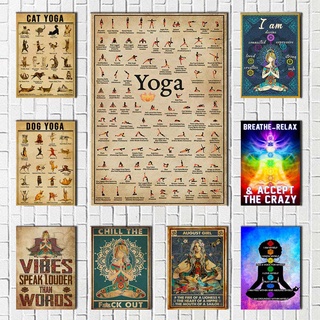 Yoga Wall Art Framed Print Ashtanga Vinyasa Yoga Primary Series Knowledge  Poster Vintage Yoga Poses Poster For Living Room Decorations