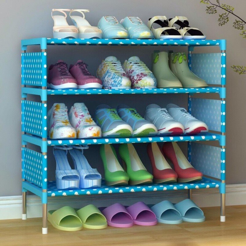 SHOPP KING Stackable 4-Layer Shoe Rack (Blue Dot) | Shopee Philippines