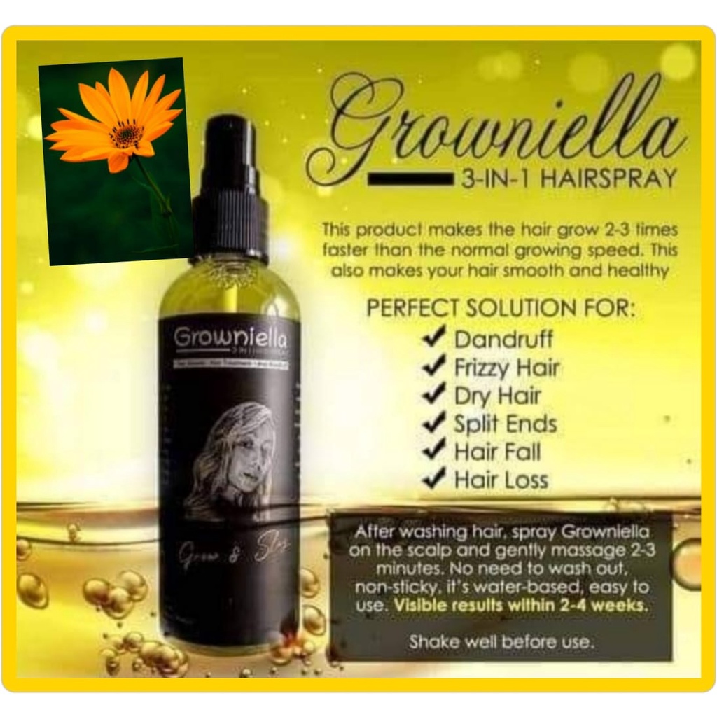 Growniella Hair Growth Spray 100 Ml Made Of 100 Organic Ingredients Shopee Philippines 9388