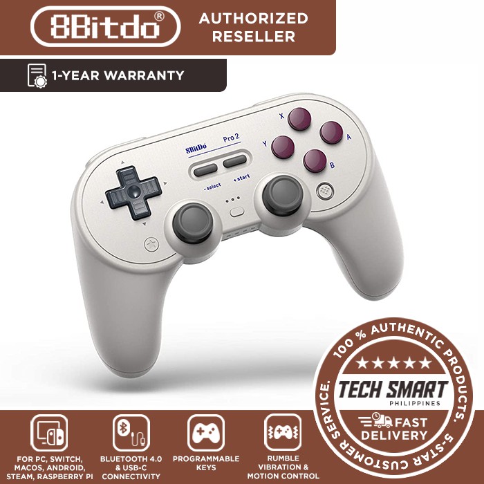 8Bitdo Pro 2 Bluetooth Controller For Switch, PC, MacOS, Android, Steam ...