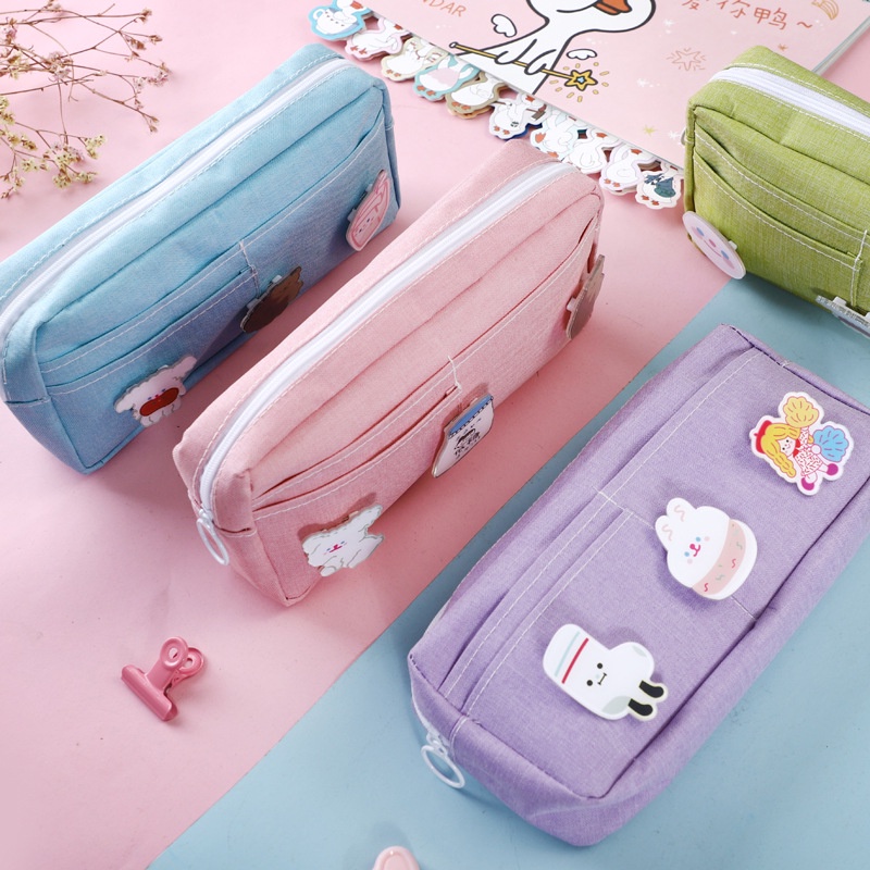 Kawaii Pencil Case Large Capacity with Animal Badge Pencil Bag Holder ...