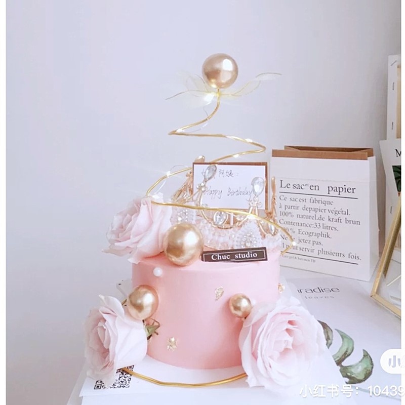 Gold Ball/Silver Ball Birthday Cake Topper Romantic Wedding Dessert ...