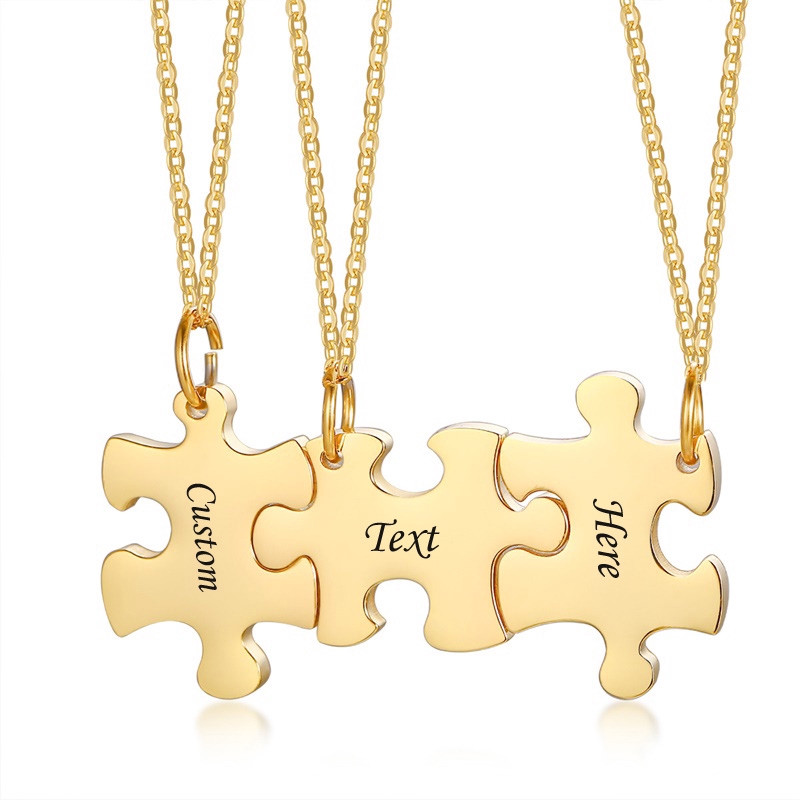 Vnox Personalized Custom 2/3/4/5 Piece Heart Puzzle Piece Necklace