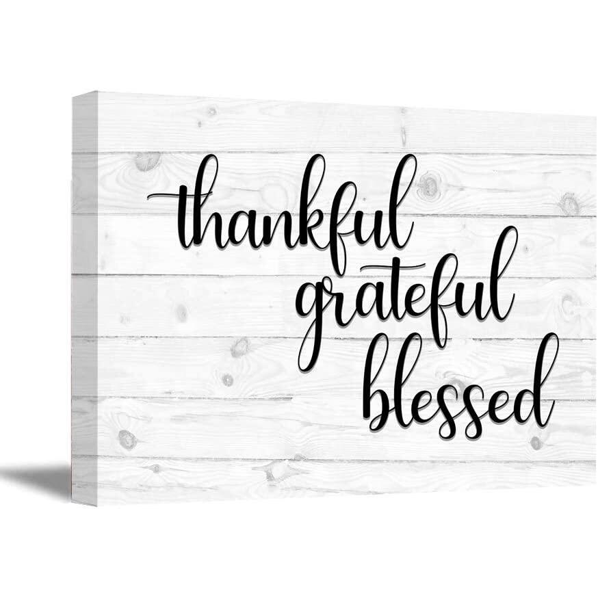 Awkward Styles Thankful Grateful Blessed Wooden Wall Art Inspirational