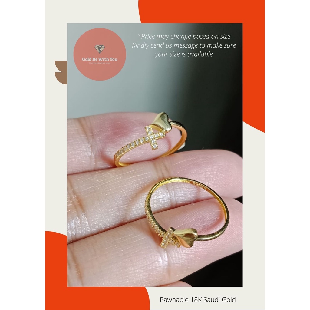 Pawnable 18k Saudi Gold SP Love & Faith Ring | Shopee Philippines