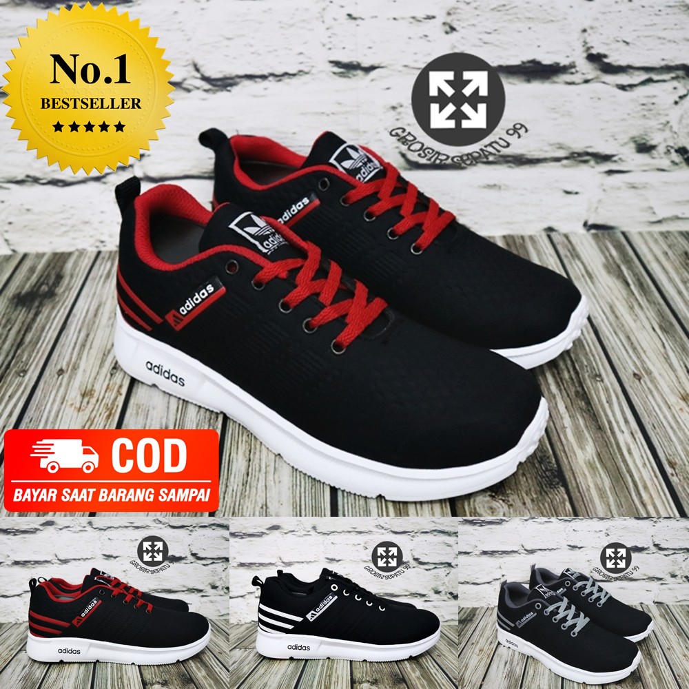 MERAH PRIA HITAM PUTIH Pgs Sneakers Adidas Neo Eqt Running V2 Black ...