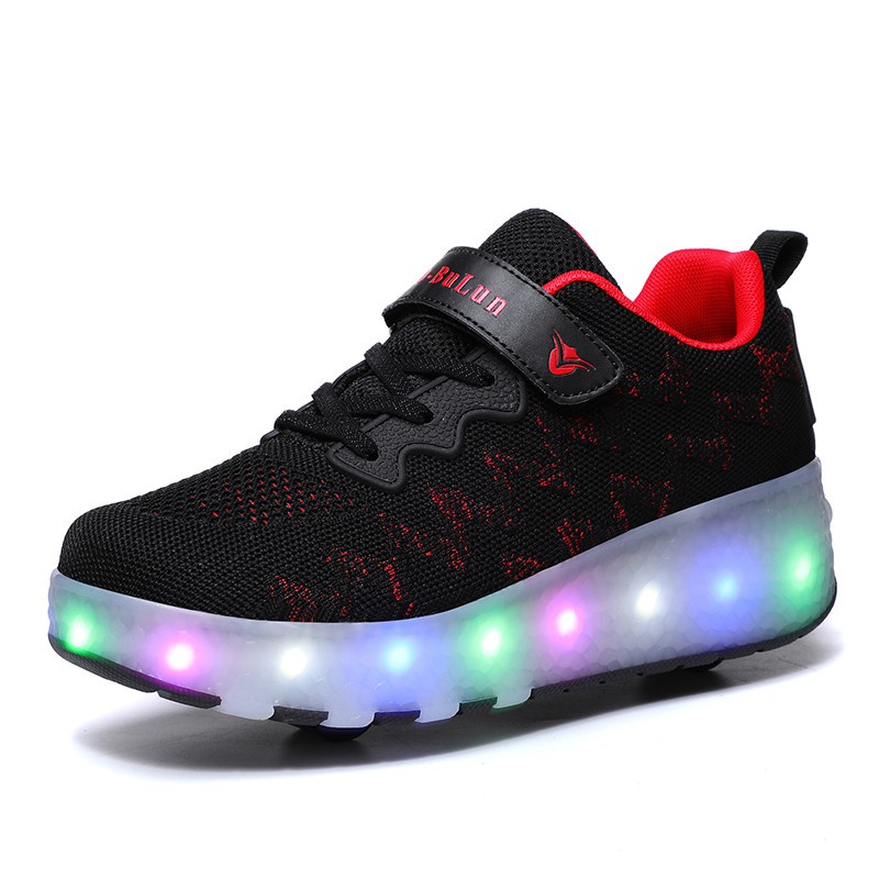 in stock hot sale high quality Heelys LED Light Sneakers Two Wheels Boy Girl Roller Skate Shoes Kids size 27 39