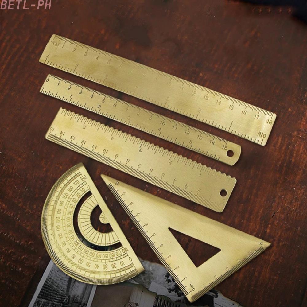 Retro/ Brass Ruler Triangle Ruler Protractor Measure Tools Cartography ...