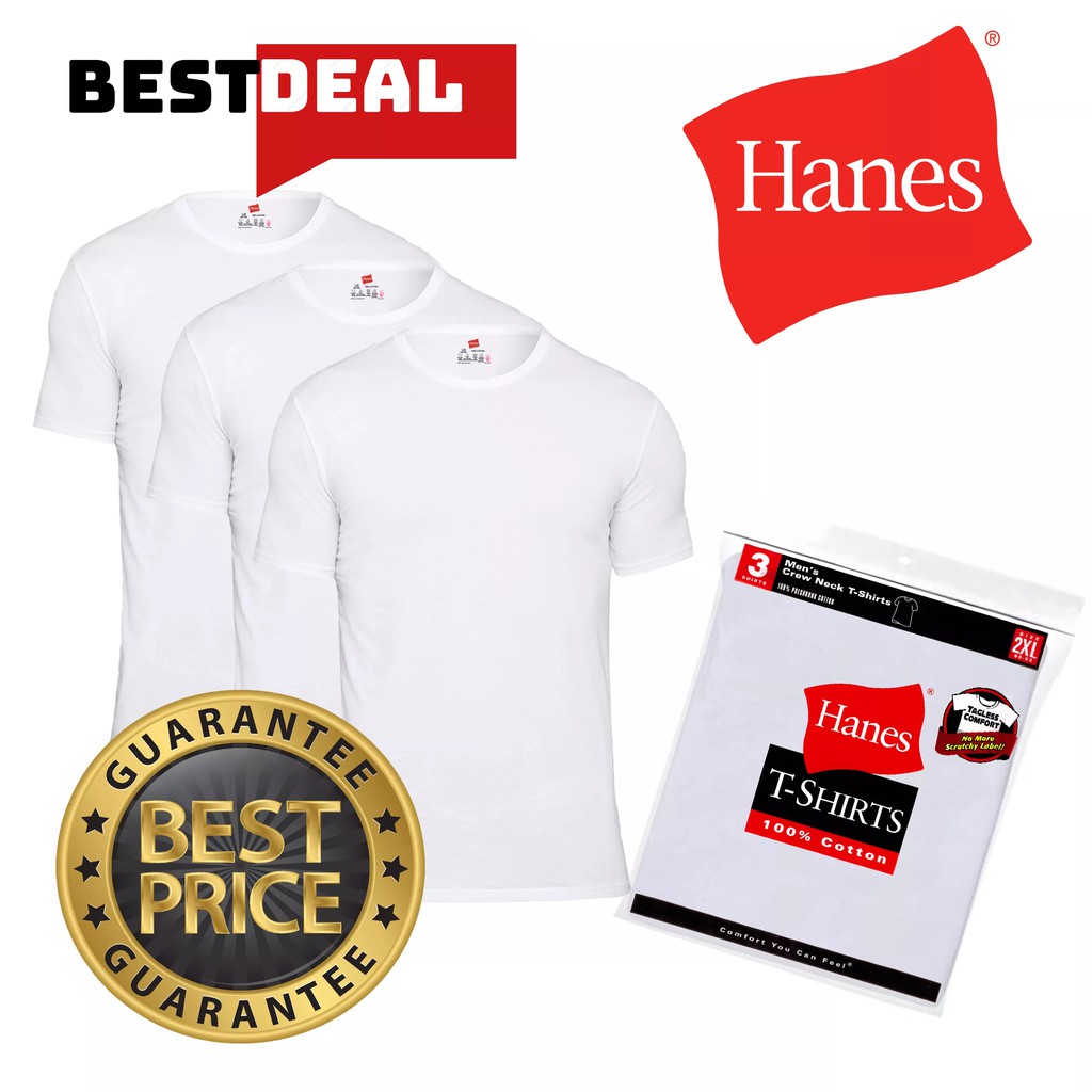 Hanes Crew Neck White Tee s 3 pcs Pack Shopee Philippines