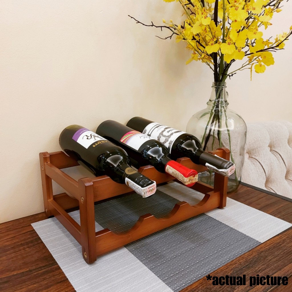 SALE Bamboo Countertop Wine Rack Wine Bottle Holder Wine Storage for Kitchen Cabinet Display Shelf Shopee Philippines