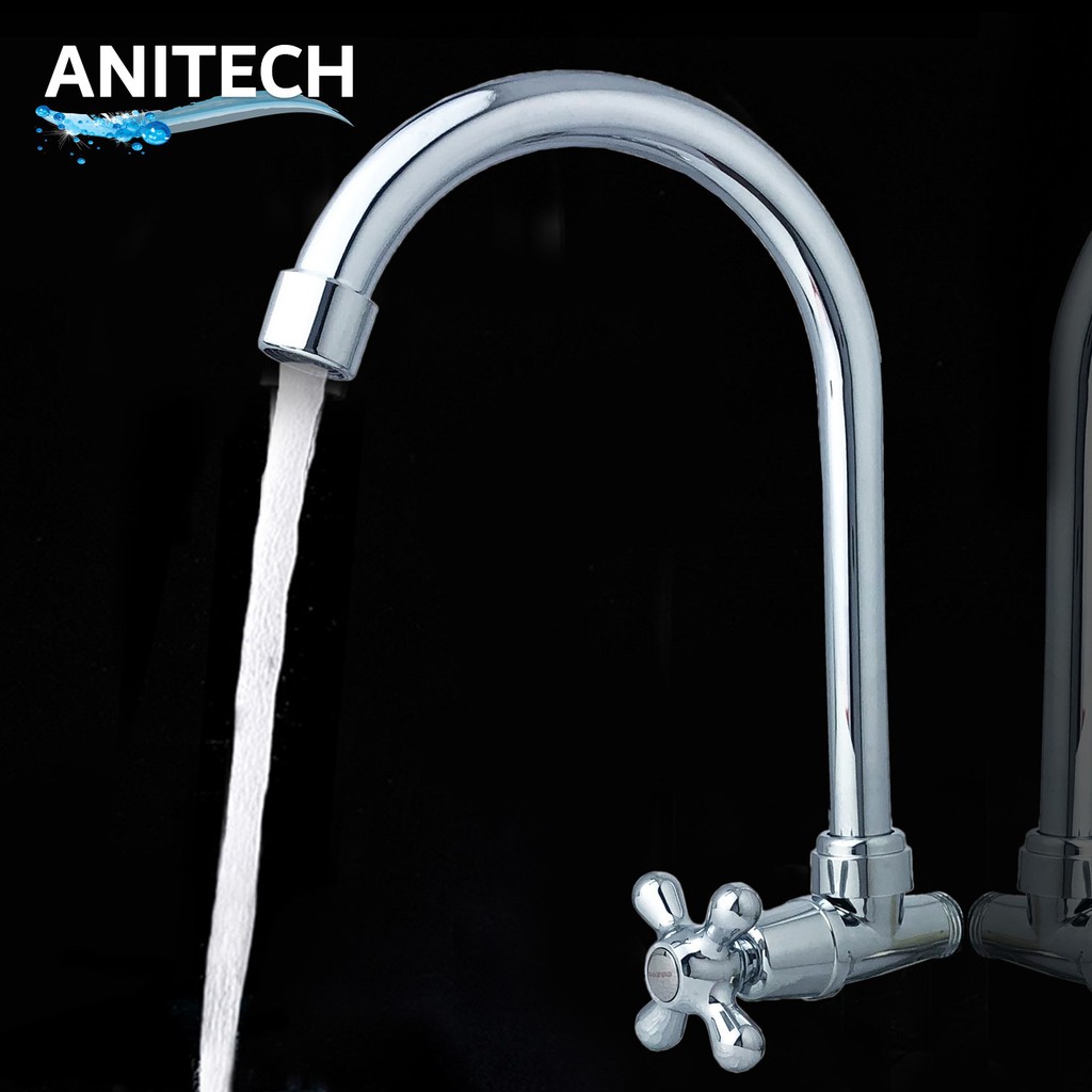 Kitchen Faucet Wall Mounted Basin Sink Tap Plated Water Tap Single