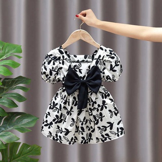 Girls dress summer 2021 new foreign style children puff sleeve