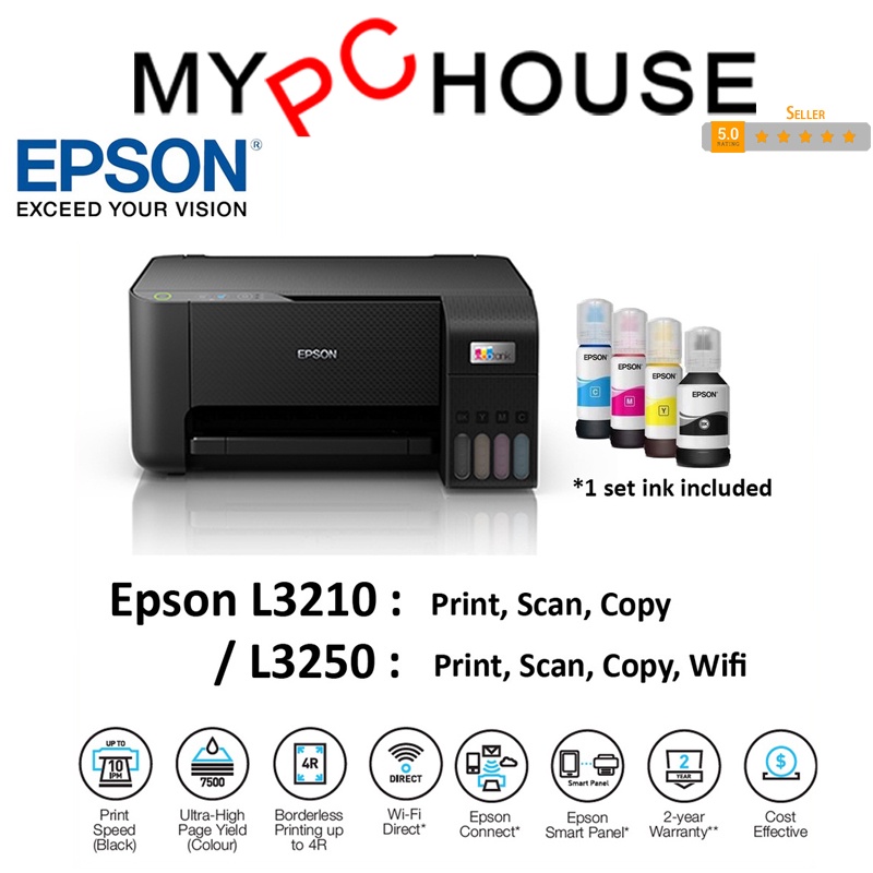 EPSON L3210 / L3250 All-in-One Ink Tank Printer PRINT/SCAN/COPY ...