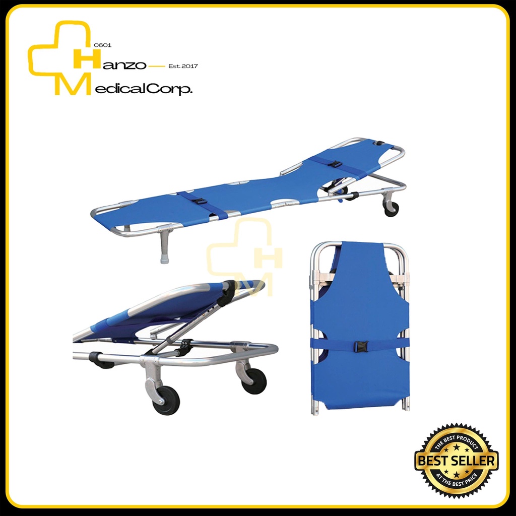 FOLDING STRETCHER WITH WHEELS AND ADJSUTABLE BACKREST | Shopee Philippines