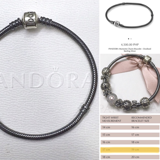 Pandora oxidized silver deals bracelet