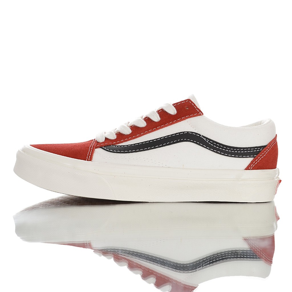 100% Original Vans Anaheim Factory Old Skool 36 DX High End White/Red  Casual Shoes For Men & Women