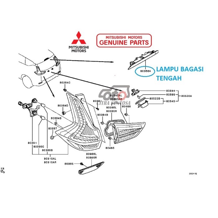Middle Luggage LAMP/LAMP ASSY HIGH MOUNTED STOP XPANDER 8334A182