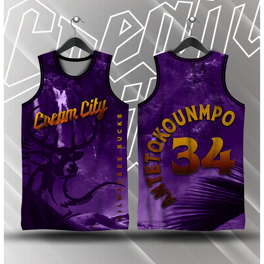 Milwaukee Bucks Giannis ANTETOKOUNMPO #34 | Cream City Purple | Full ...