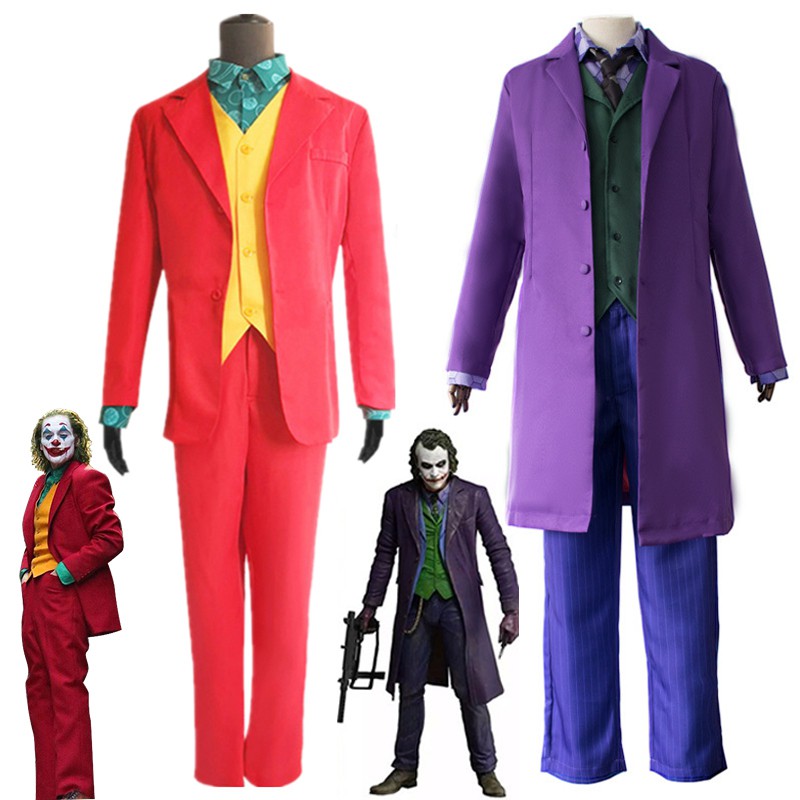 Joker New Mens Movie Arthur Fleck 4pcs Suit Set Clown Halloween Cosplay ...