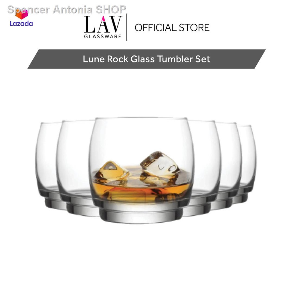 LAV Lune 6Piece Rock Glass Tumbler Set (11 oz)(Water glass) Shopee
