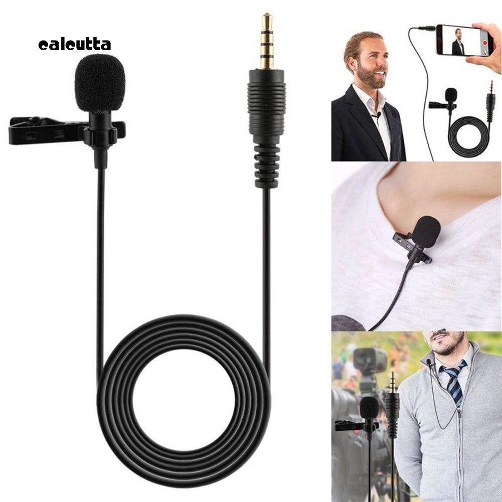 CAL_3.5mm Clip-on Lapel Microphone Hands Free Wired Condenser Mini Mic ...