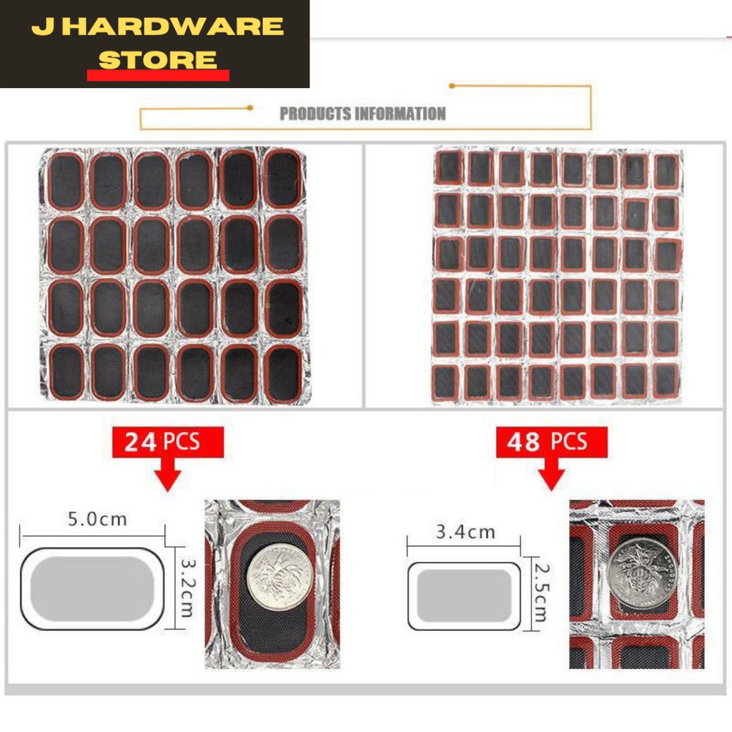 24/48pcs motor Bike Tire patch with glue bicycle repair patches ...