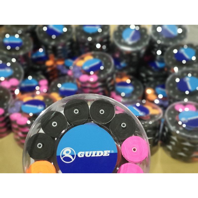 Guide Grip Assorted Black White 1 tub of 60 Grips Tennis Badminton Squash Rackets Overgrip