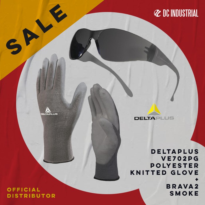 1 pc Brava2 Smoke/ 1 pair Delta Plus VE702PN Safety Gloves 9