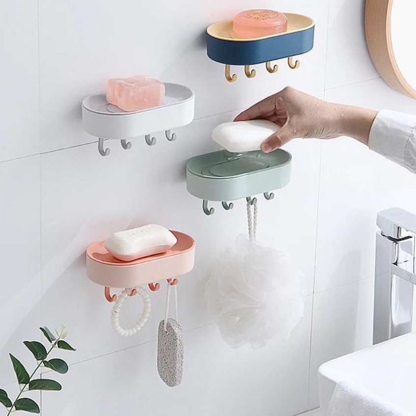 AKT Wall Mounted Soap Box Soap Hook Rose Carved Draining Rack Bathroom ...
