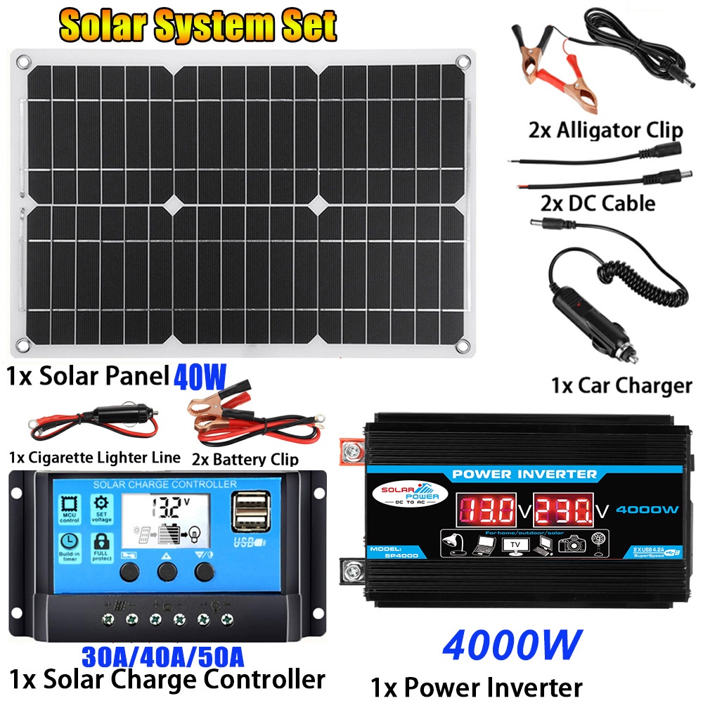 HAOSONG Solar system Set Set 4000W Power Inverter with Smart LCD ...