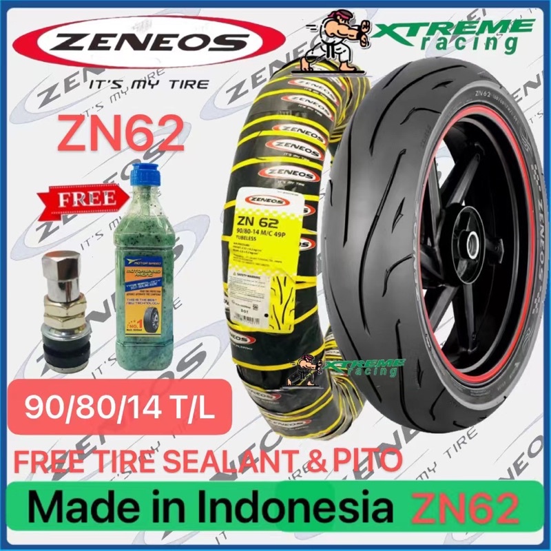 ZENEOS ZN62 MOTORCYCLE TIRE GULONG TUBELESS 80/80/14 90/80/14 100/80/14 ...