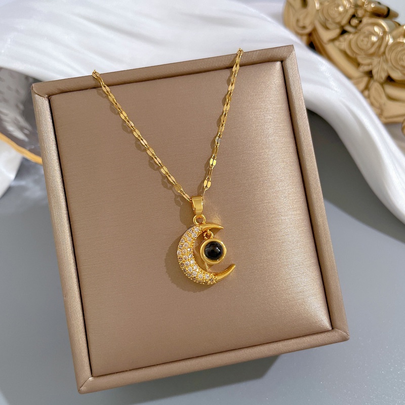 Stainless Steel I Love You 100 Languages Projection Moon Pendant Necklace for Women Fashion Jewelry Gifts Shopee Philippines